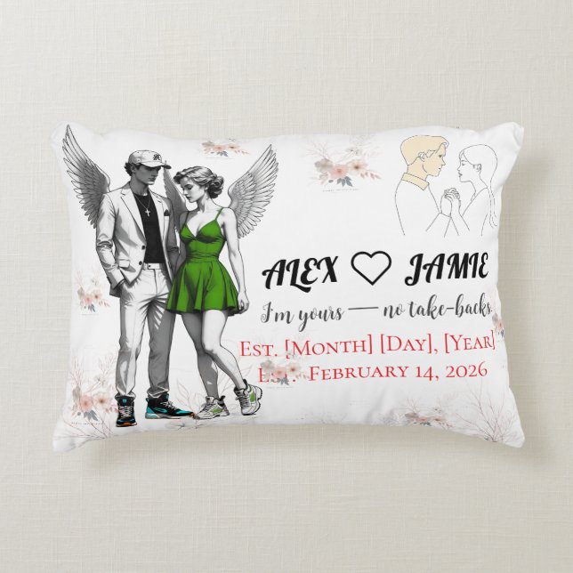 Guardian Angel Pair – Cute Wings Accent Pillow Prydnadskudde (Framsidan)