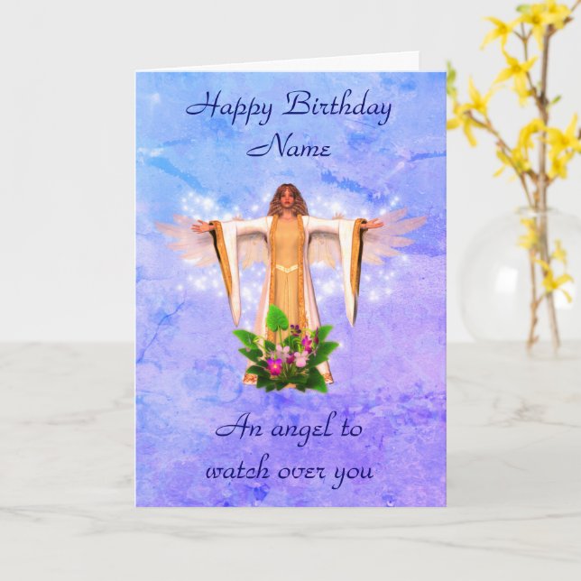 Guardian Angel Personlig Birthday Card Kort (Gul blomma)