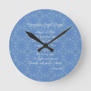 Guardian Angel Prayer Blue  Rund Klocka