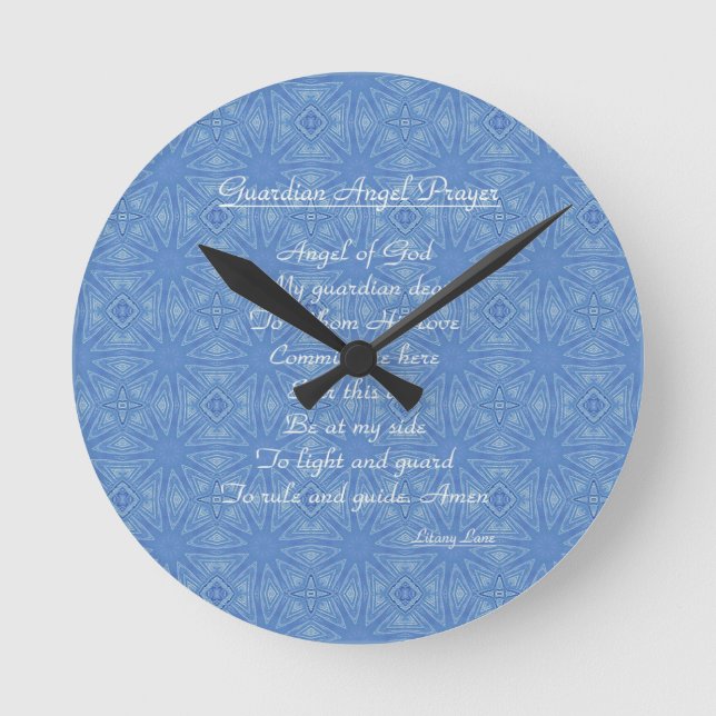 Guardian Angel Prayer Blue  Rund Klocka (Framsida)