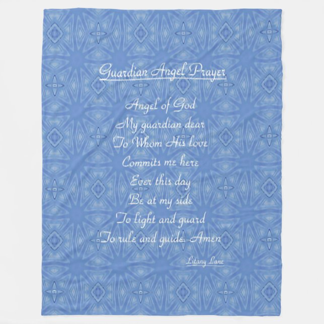 Guardian Angel Prayer Blue Sherpa Blanket Fleecefilt (Framsidan)