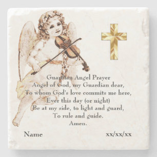 Guardian Angel Prayer Catholic Gift Personlig Underlägg Sten
