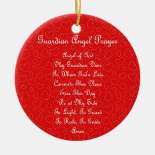 Guardian Angel Prayer Hearts Julgransprydnad Keramik