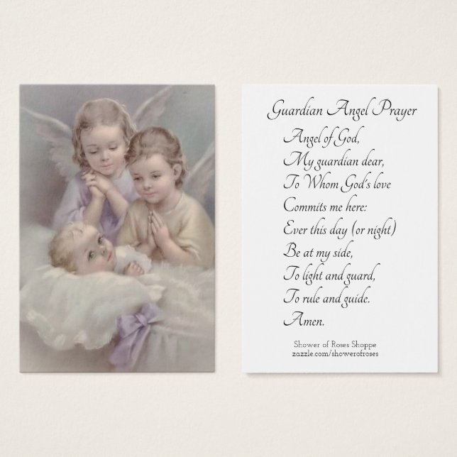 Guardian Angel Prayer Heliga Card Visitkort (Framsida & baksida)