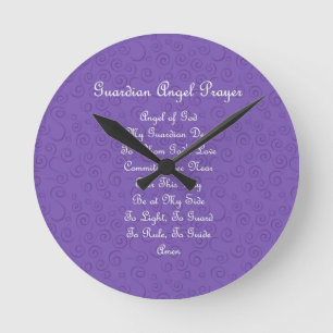 Guardian Angel Prayer Lila Rund Klocka
