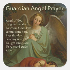 Guardian Angel Prayer med Boy Sticker Fyrkantigt Klistermärke
