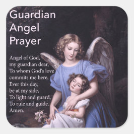 Guardian Angel Prayer med Girl Sticker Fyrkantigt Klistermärke