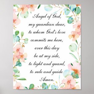 Guardian Angel Prayer Pastel Blommigt Poster