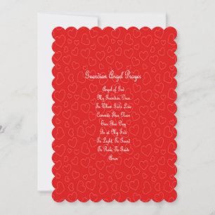 Guardian Angel Prayer Red Hearts Julkort