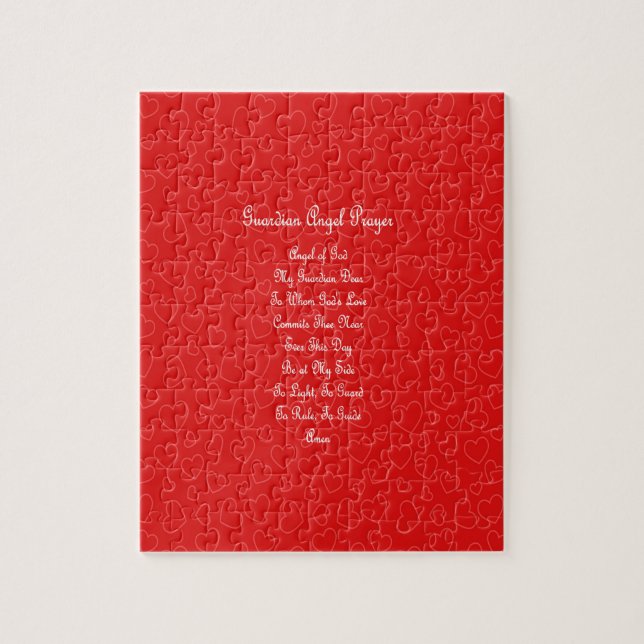 Guardian Angel Prayer Red Hearts Pussel (Vertikal)