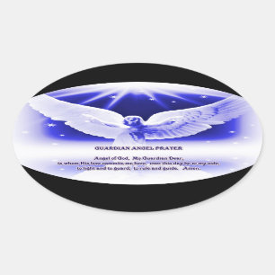 Guardian Angel prayer Sticker Ovalt Klistermärke
