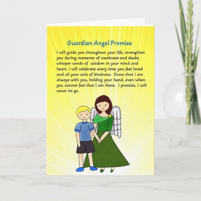 Guardian Angel Promise Greeting Card V2 Tack Kort (Framsida)