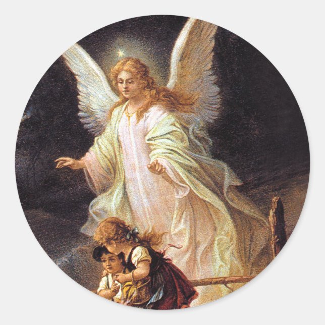 Guardian Angel Runt Klistermärke (Framsida)