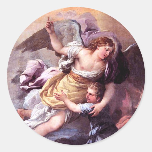 Guardian Angel Runt Klistermärke (Framsida)