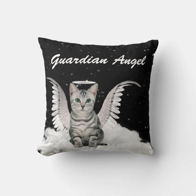 Guardian Angel Silver Tabby katt Djurälskare Kudde (Framsida)