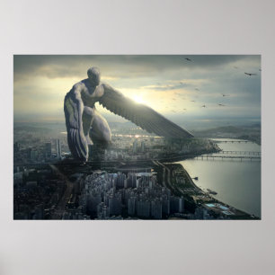 Guardian ängel som skyddar staden poster