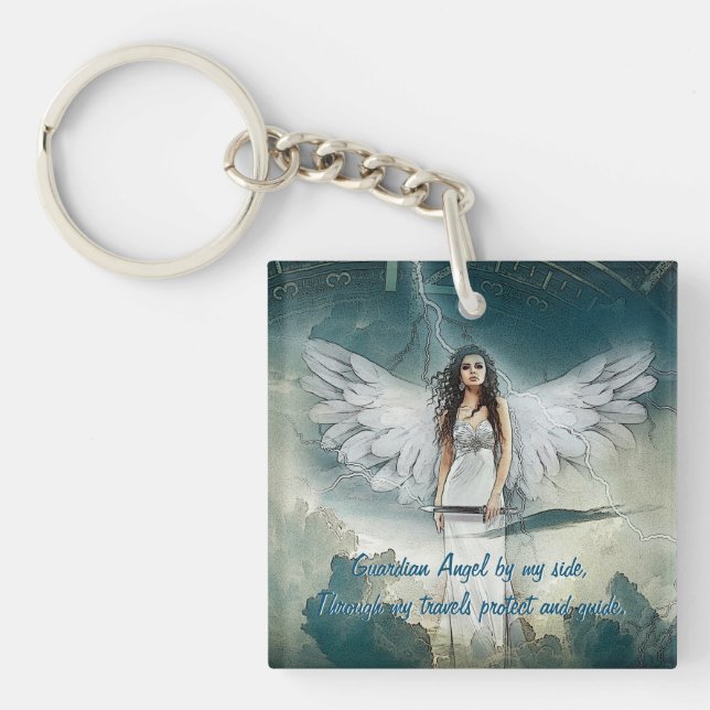 Guardian Angel Stormy Himlar Blue White Keychain (Framsidan)