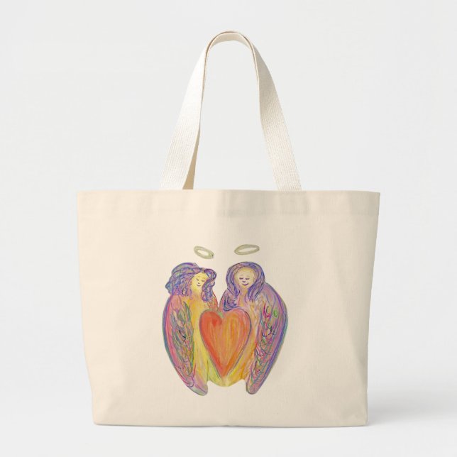 Guardian Angel Vingar Loving Heart Art Tote Bag Jumbo Tygkasse (Framsidan)
