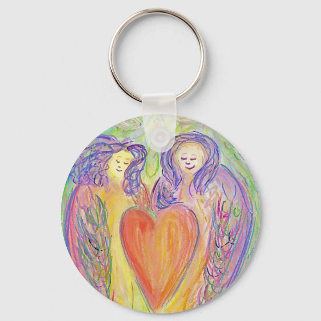 Guardian Änglar Kärlek Heart Pendant Keychain Char Nyckelring (Framsida)