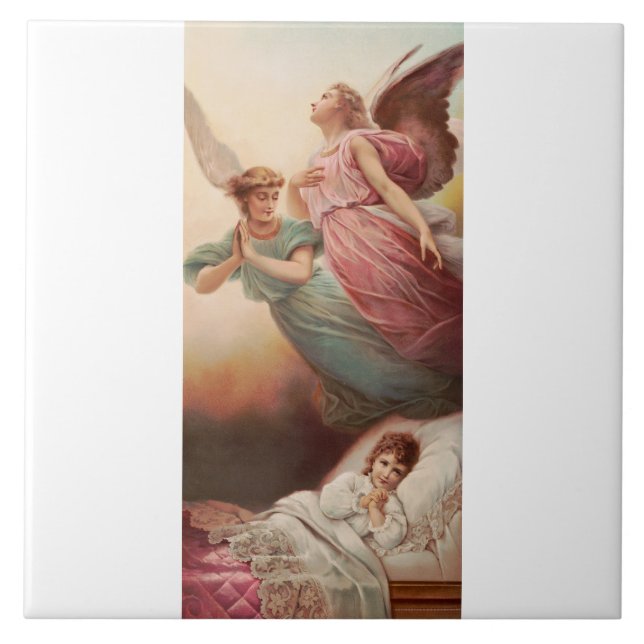 Guardian änglar med barn kakelplatta (Framsidan)