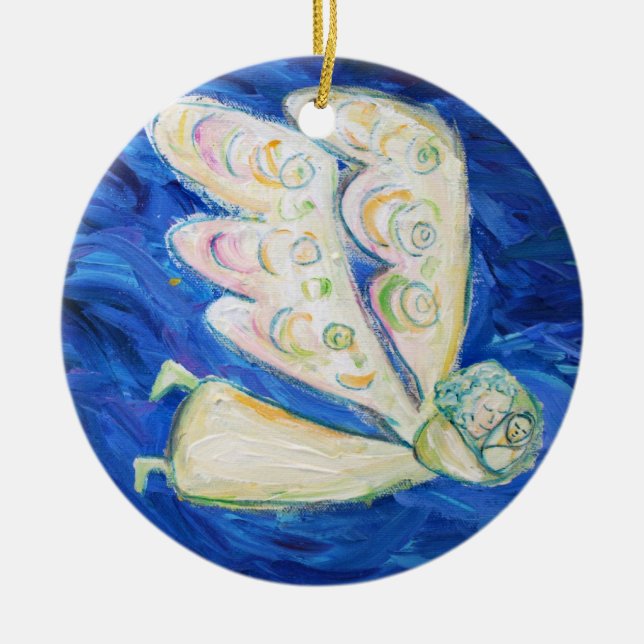 Guardian Baby Angel Art Pendant Ornaments Julgransprydnad Keramik (Framsidan)