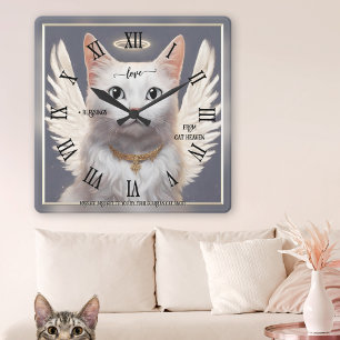 Guardian Cat Angel Finkonst Fyrkantig Klocka