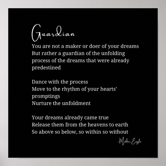 Guardian Comforter uppmuntring dikt poster (Framsidan)