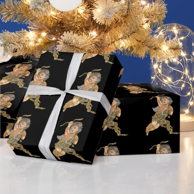 Guardian jul Angel på Black Glossy Presentpapper (Helgdagar)