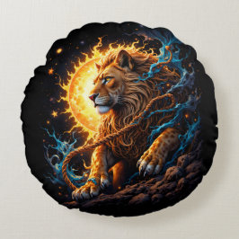 Guardian of the Solar Threshold – Lion of Balance  Rund Kudde