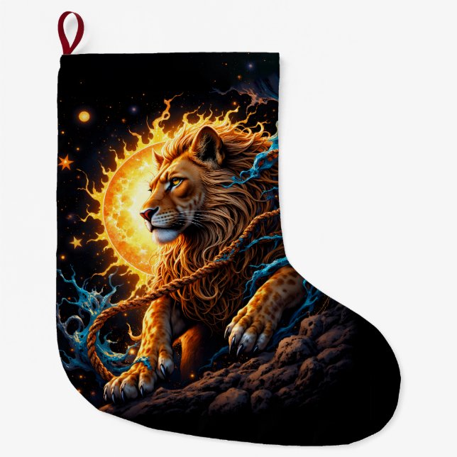 Guardian of the Solar Threshold – Lion of Balance  Stor Julstrumpa (Framsidan)