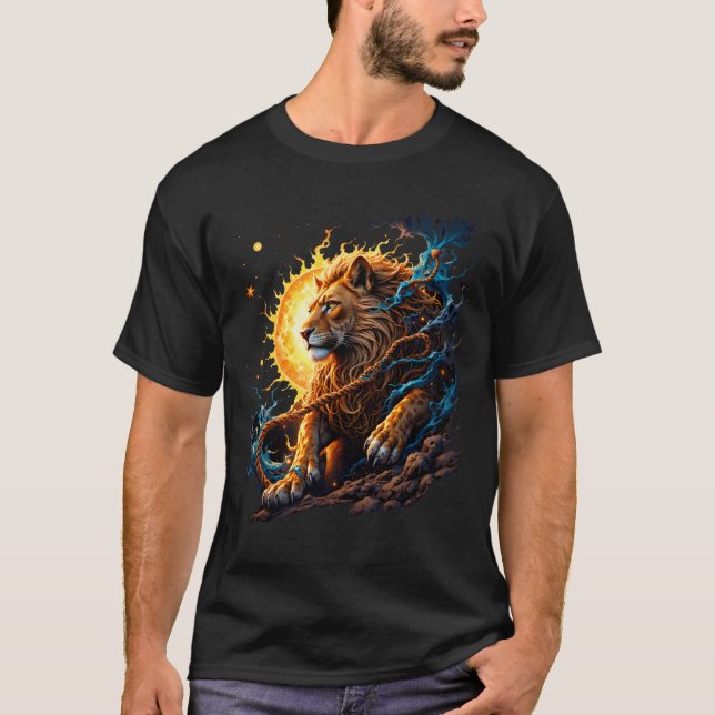 Guardian of the Solar Threshold – Lion of Balance  T Shirt (Framsida)