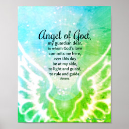 Guardian Prayer Blue Grönt Watercolor Poster