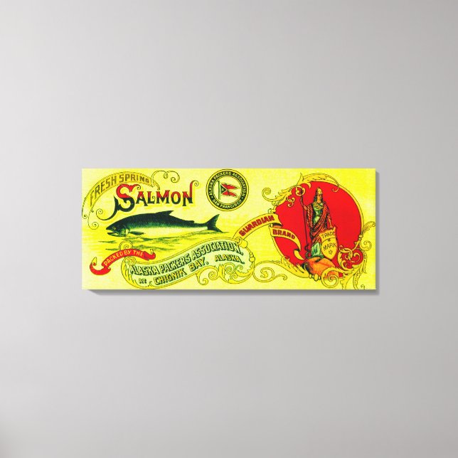 Guardian Salmon Can LabelChignik Bay, AK Canvastryck (Framsida)