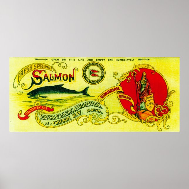 Guardian Salmon Can LabelChignik Bay, AK Poster (Framsidan)