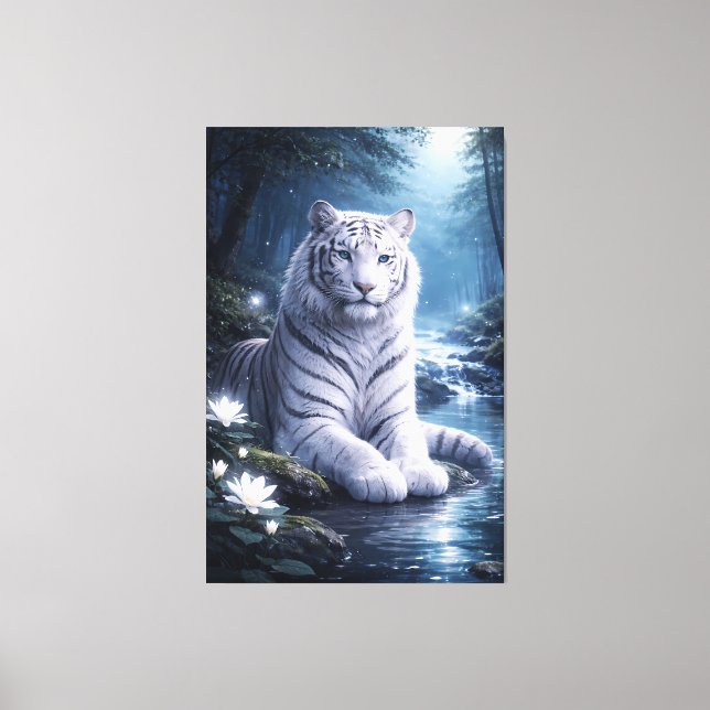 Guardian White Tiger – Silent Strength and Gentle  Canvastryck (Framsida)