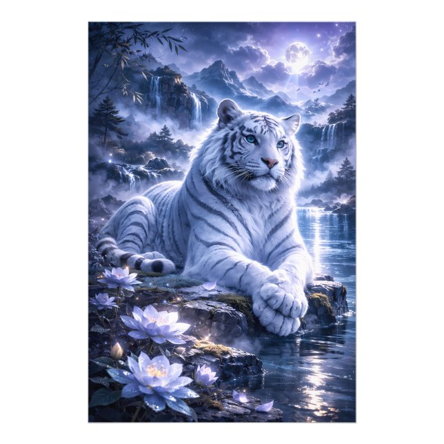 Guardian White Tiger – Silent Strength and Gentle  Fototryck (Framsidan)