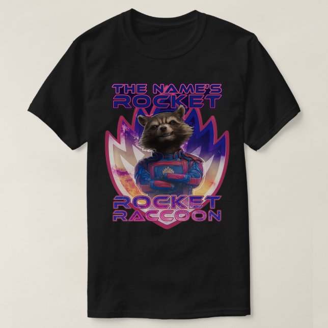 Guardianer från Galaxy 3 Namn Rocket Raccoon T Shirt (Design framsida)