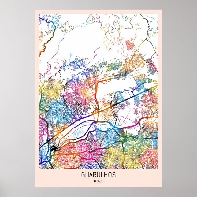 Guarulhos Brasilien Karta Poster (Framsidan)