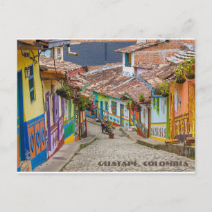Guatapé, Colombia Colorful Street Vykort