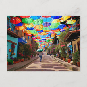 Guatapé, Colombia Umbrella Street Vykort