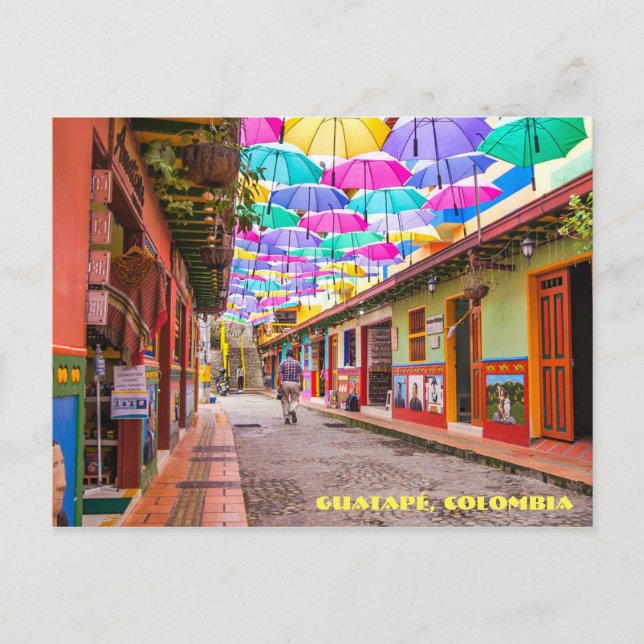 Guatapé, Colombia Umbrella Street Vykort (Framsida)