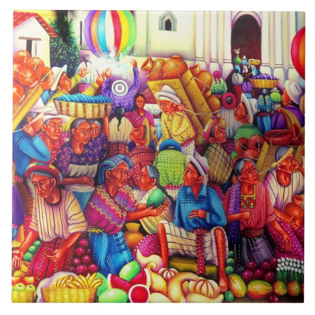Guatemala Art Ceramic Tile Kakelplatta (Framsidan)
