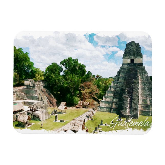 Guatemala Aztec Temple Travel Magnet (Horisontell)