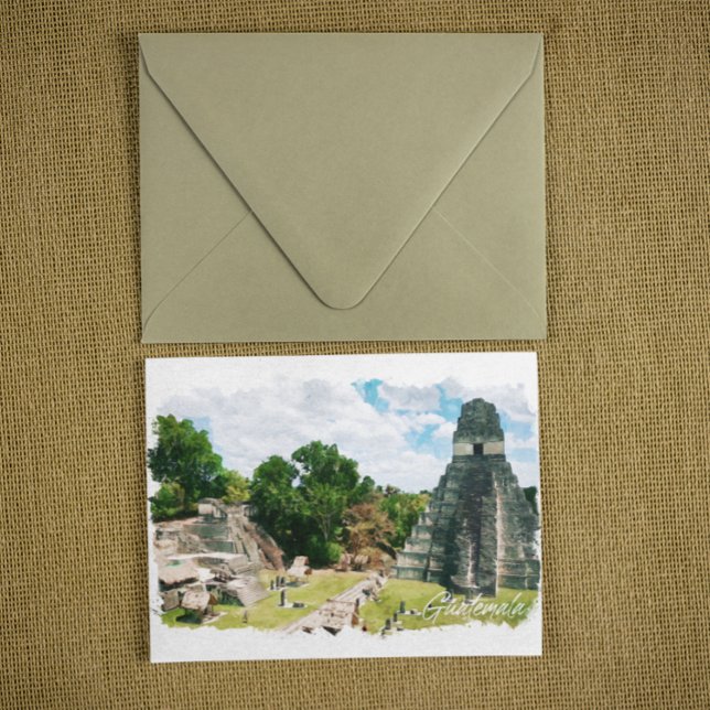 Guatemala Aztec Temple Travel Vykort (guatemala panorama  view postcard)