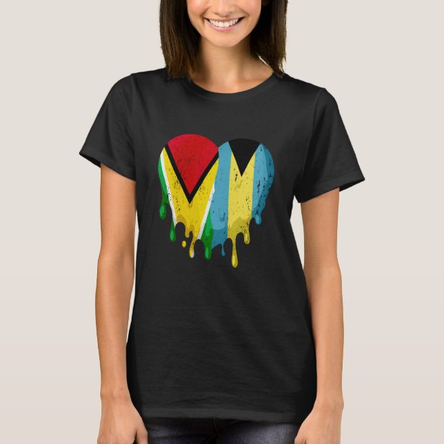 Guatemala Bahamas Flag Heart Citizen Grown Patriot T Shirt (Framsida)