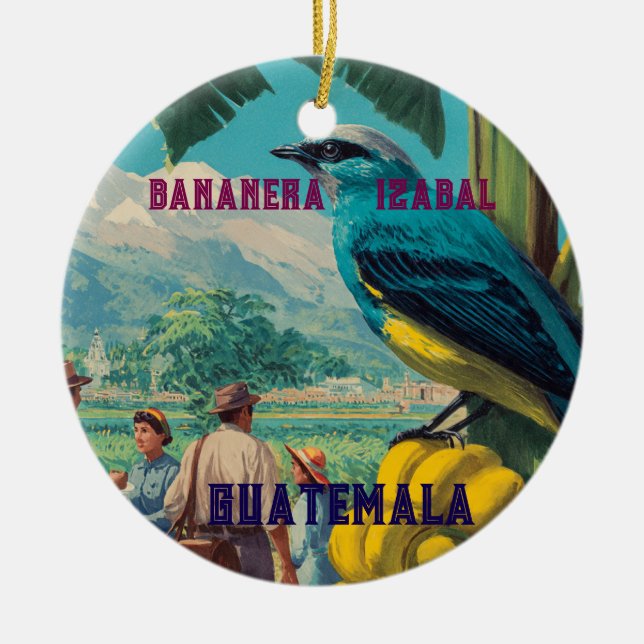 GUATEMALA, BANANERA IZABAL Retro poster Julgransprydnad Keramik (Framsidan)