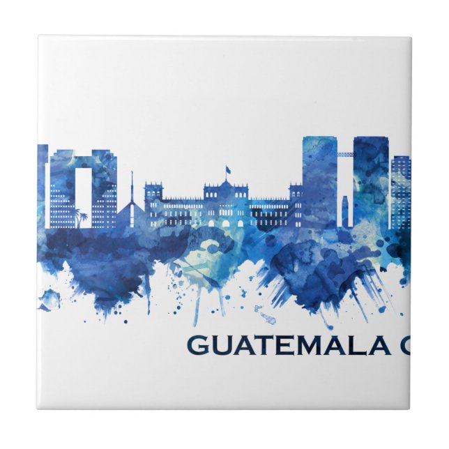 Guatemala City Guatemala Skyline Blue Kakelplatta (Framsidan)