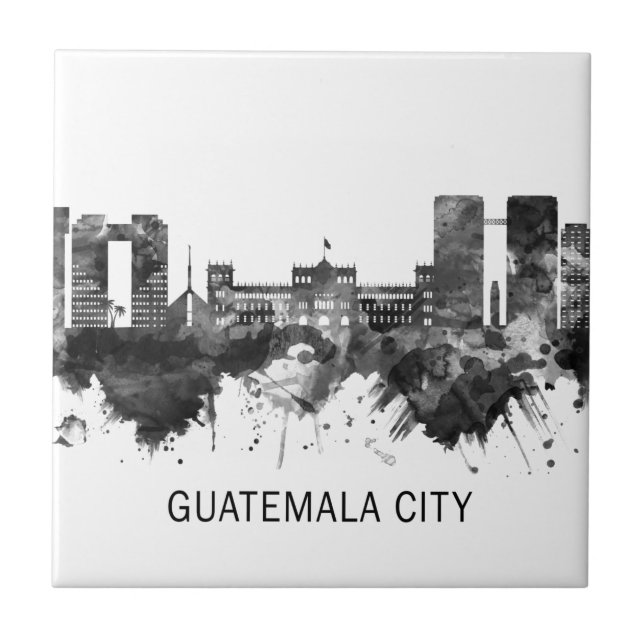 Guatemala City Guatemala Skyline BW Kakelplatta (Framsidan)