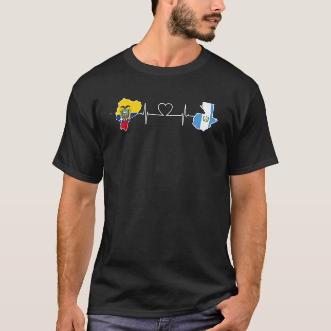 Guatemala Ecuador Flag Guatemalan Heartbeat Ecuado T Shirt (Framsida)