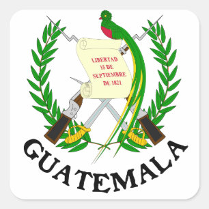 GUATEMALA - emblem/flagga/jackande av arm/symbol Fyrkantigt Klistermärke